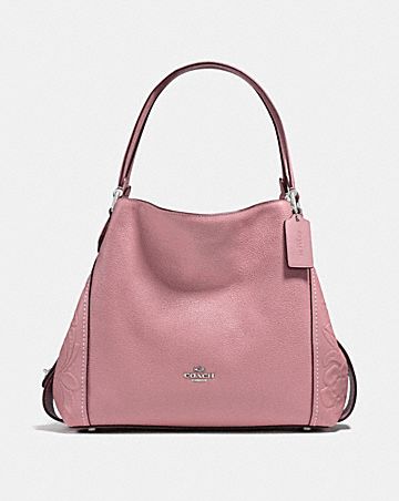 EDIE SHOULDER BAG 31 IN GLOVETANNED LEATHER WITH TEA ROSE TOOLING