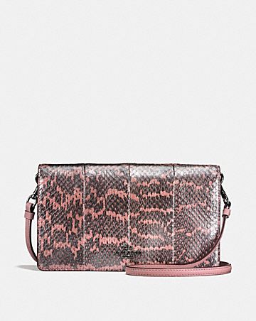 FOLDOVER CROSSBODY CLUTCH IN SNAKE