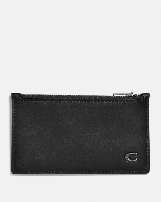 ZIP CARD CASE WITH SIGNATURE HARDWARE