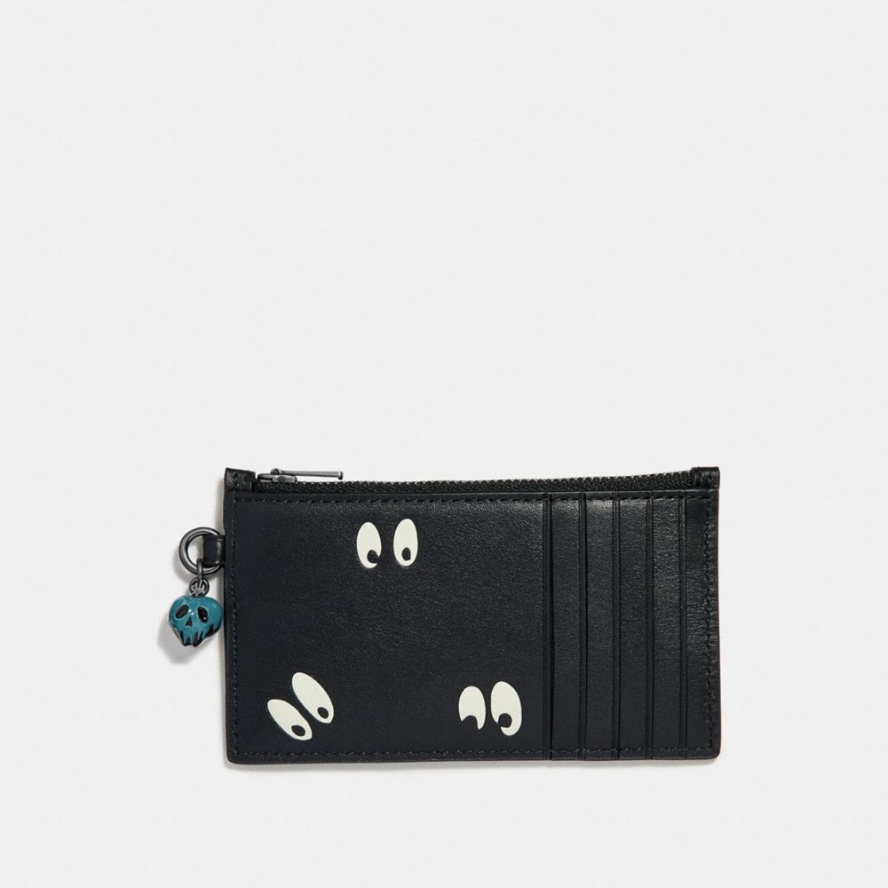 DISNEY X COACH ZIP CARD CASE WITH SPOOKY EYES PRINT