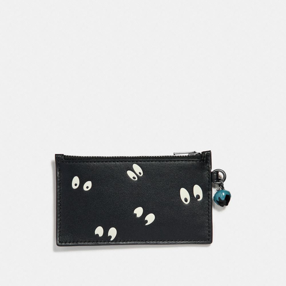DISNEY X COACH ZIP CARD CASE WITH SPOOKY EYES PRINT - Alternate View 1