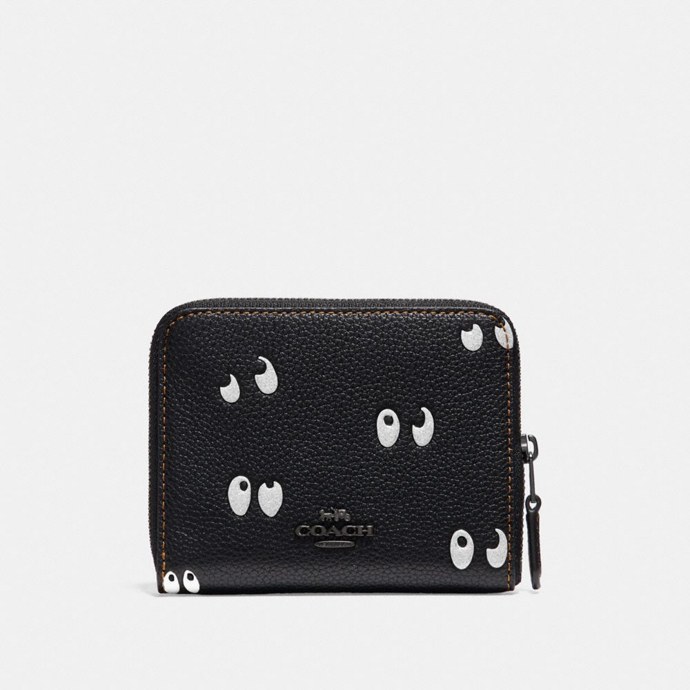 DISNEY X COACH SMALL ZIP AROUND WALLET WITH SPOOKY EYES PRINT - Alternate View 2