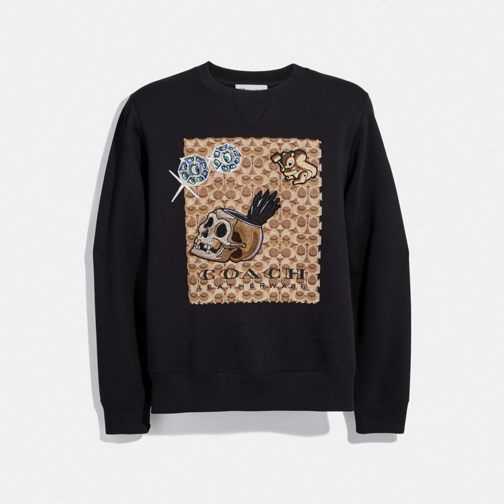 DISNEY X COACH SIGNATURE SWEATSHIRT WITH PATCHES