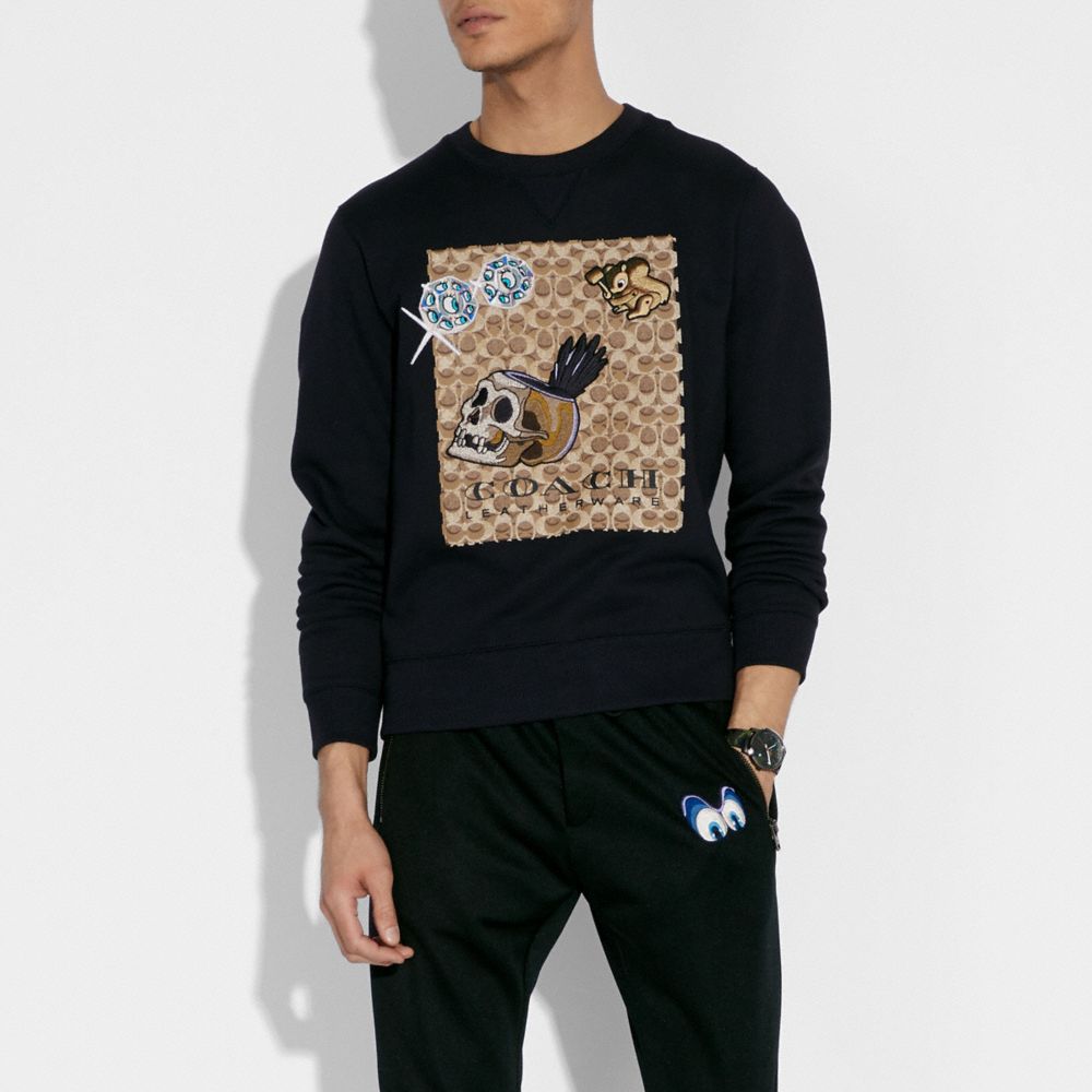 DISNEY X COACH SIGNATURE SWEATSHIRT WITH PATCHES - Alternate View 1