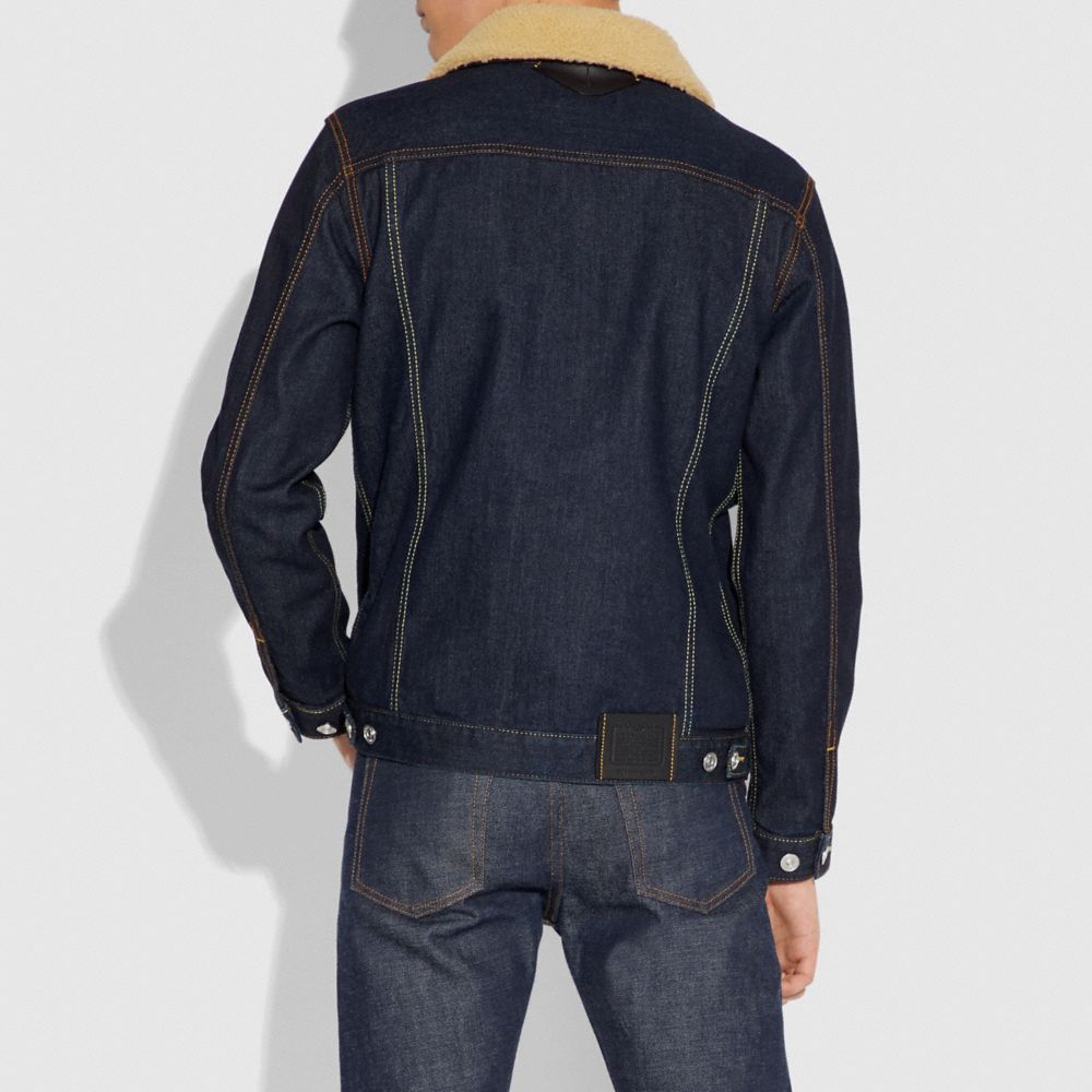 DENIM JACKET WITH SHEARLING COLLAR - Alternate View 2