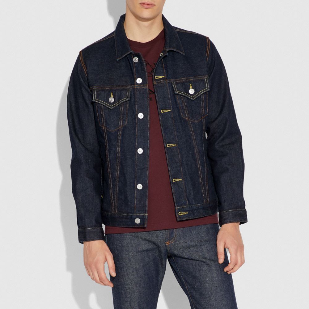 DENIM JACKET WITH SHEARLING COLLAR - Alternate View 3