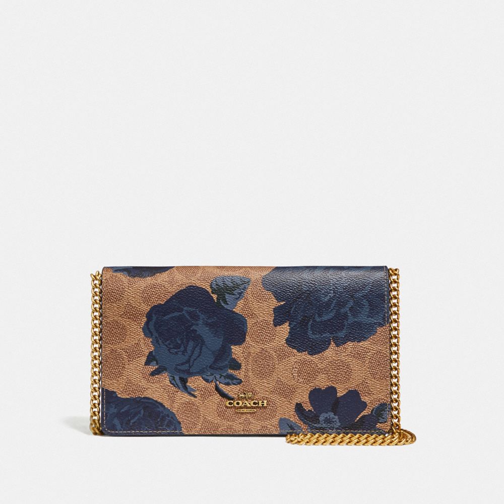 CALLIE FOLDOVER CHAIN CLUTCH IN SIGNATURE CANVAS WITH KAFFE FASSETT PRINT
