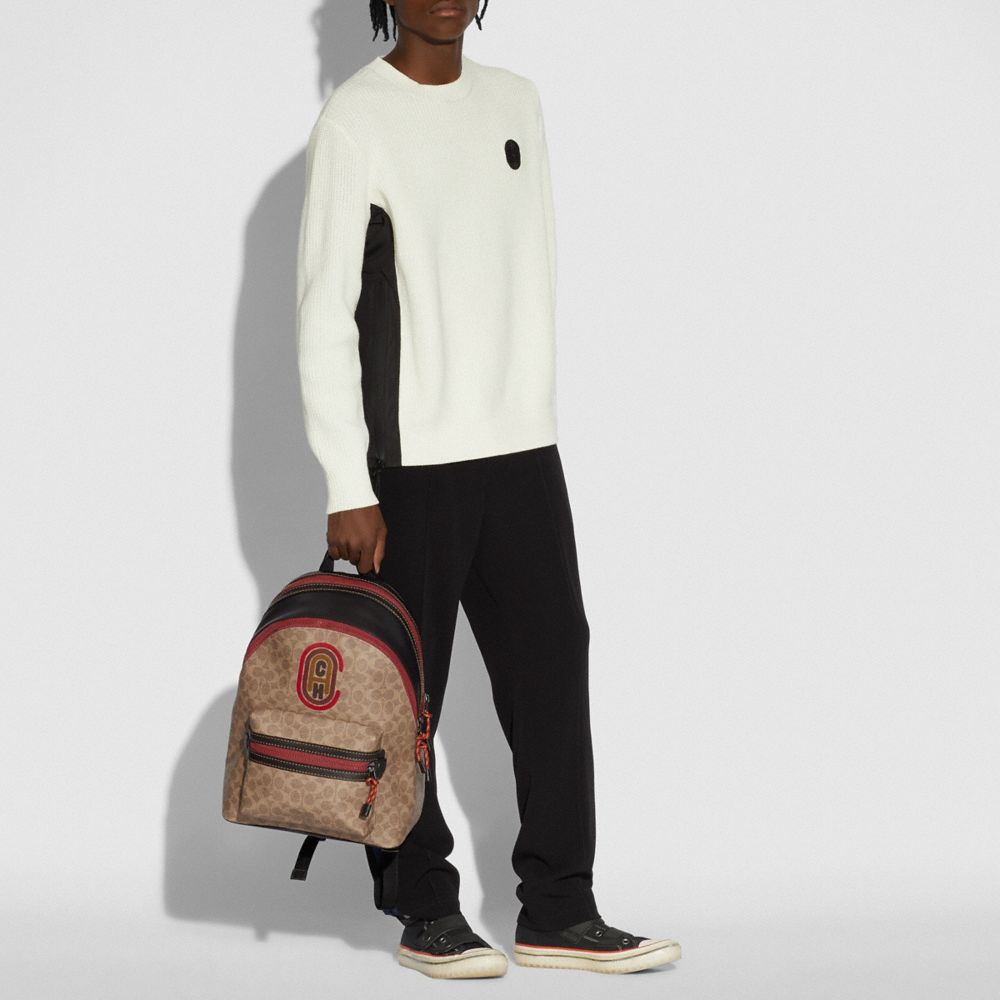 ACADEMY BACKPACK IN SIGNATURE CANVAS WITH COACH PATCH - Alternate View 3