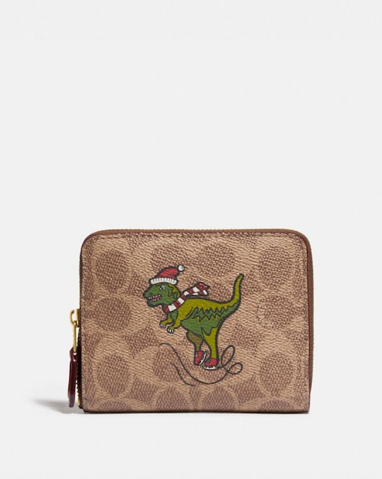 BOXED SMALL ZIP AROUND WALLET IN SIGNATURE CANVAS WITH REXY