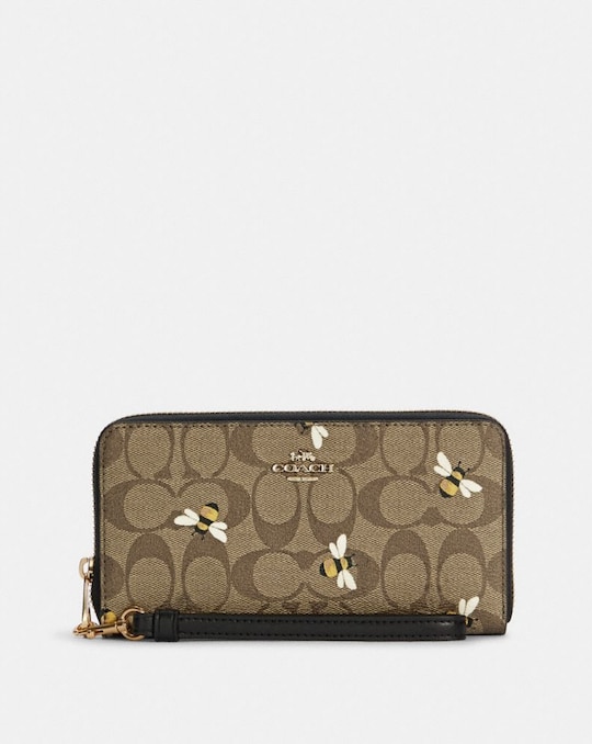 LONG ZIP AROUND WALLET IN SIGNATURE CANVAS WITH BEE PRINT