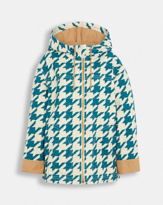 HOUNDSTOOTH HOODED JACKET IN ORGANIC COTTON