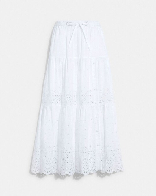 BRODERIE ANGLAISE LONG SKIRT IN ORGANIC COTTON