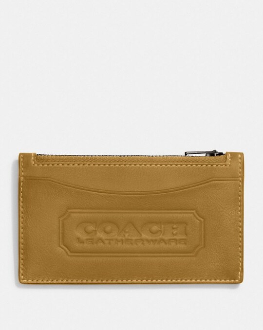 ZIP CARD CASE WITH COACH BADGE