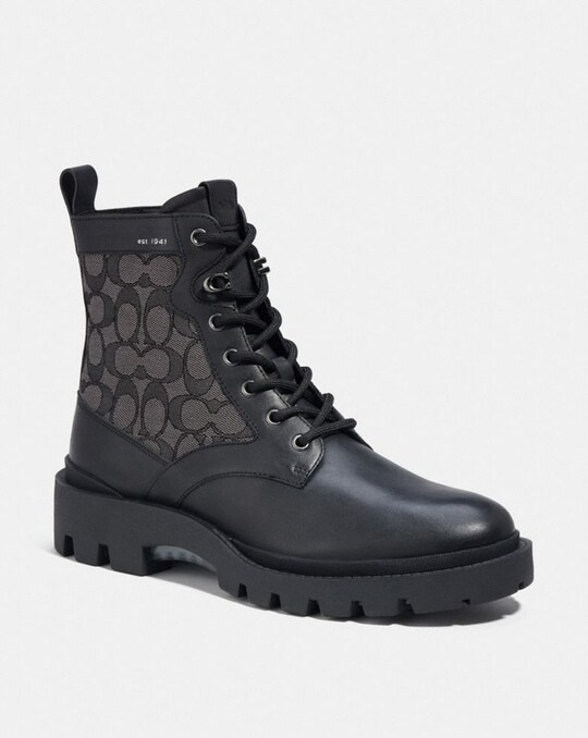 CITYSOLE LACE UP BOOT IN SIGNATURE JACQUARD