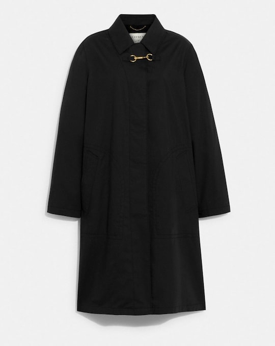 OVERSIZED TRENCH IN ORGANIC COTTON WITH INTERIOR SIGNATURE DETAIL