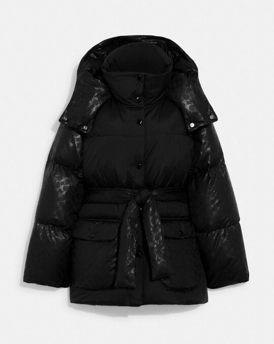 SIGNATURE DETAILS BELTED PUFFER