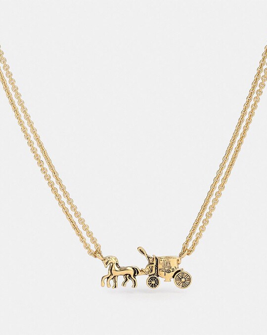 HORSE AND CARRIAGE DOUBLE CHAIN NECKLACE